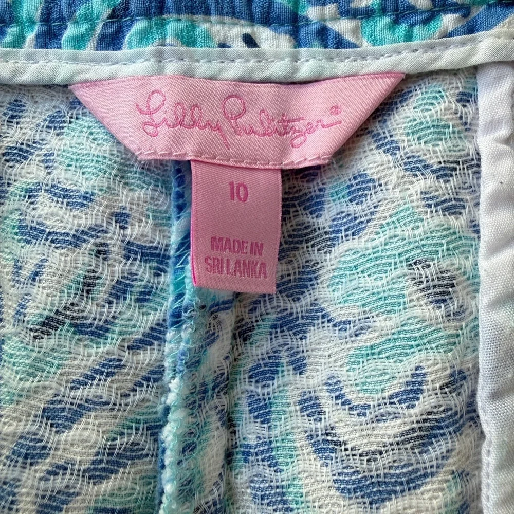 Lilly Pulitzer Adie Shorts Cotton Resort White Chasing Tail Blue Fish 2